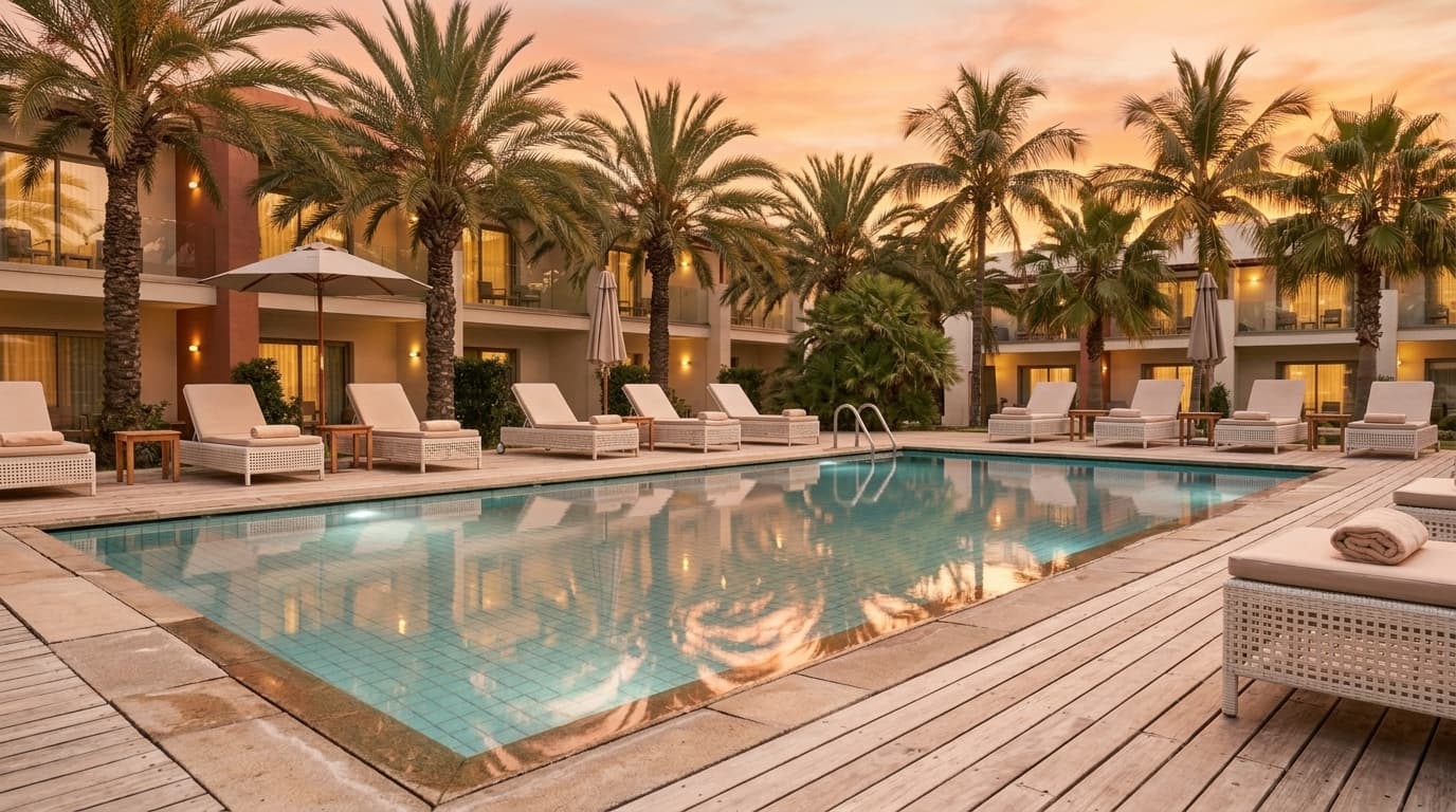Pool areas · Sunset